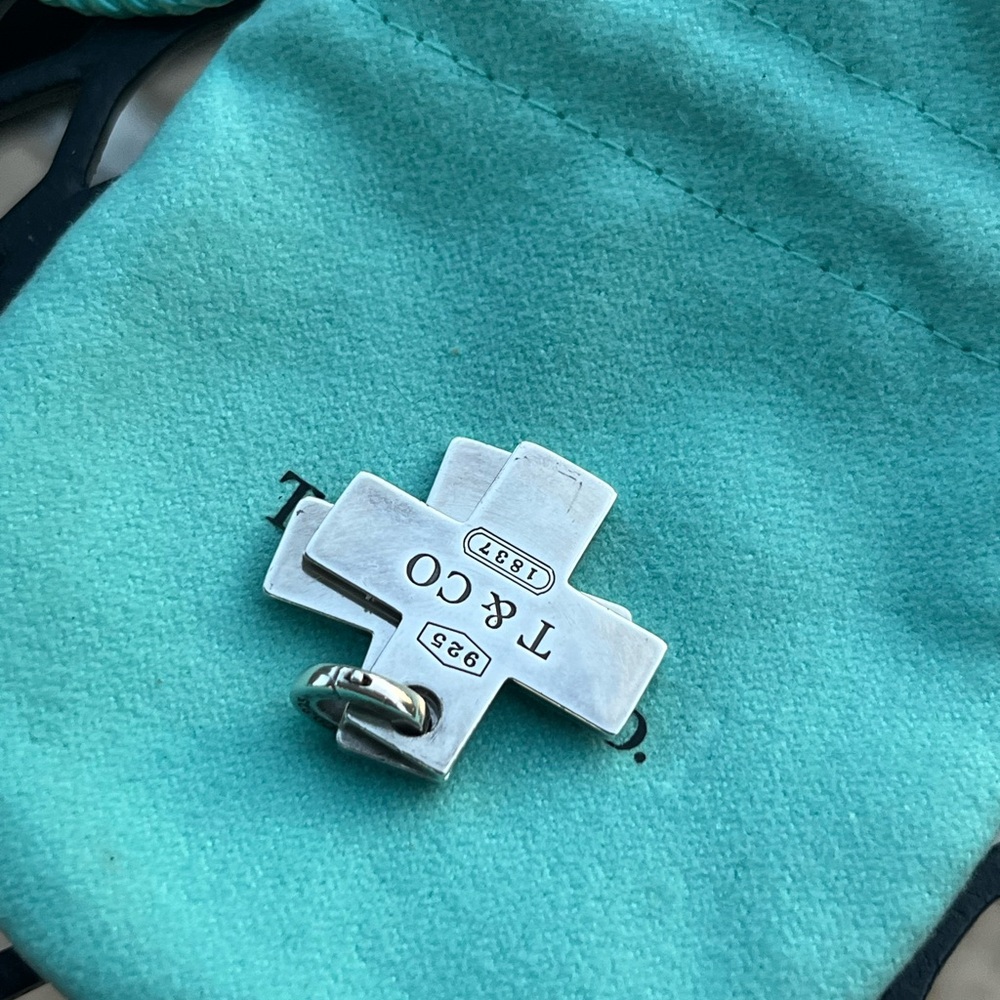 Tiffany & Co Jewelry Silver Double Cross pendant and cuff link